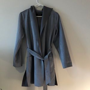 Zara “Suede Look Coat” in light blue/grey. Size S